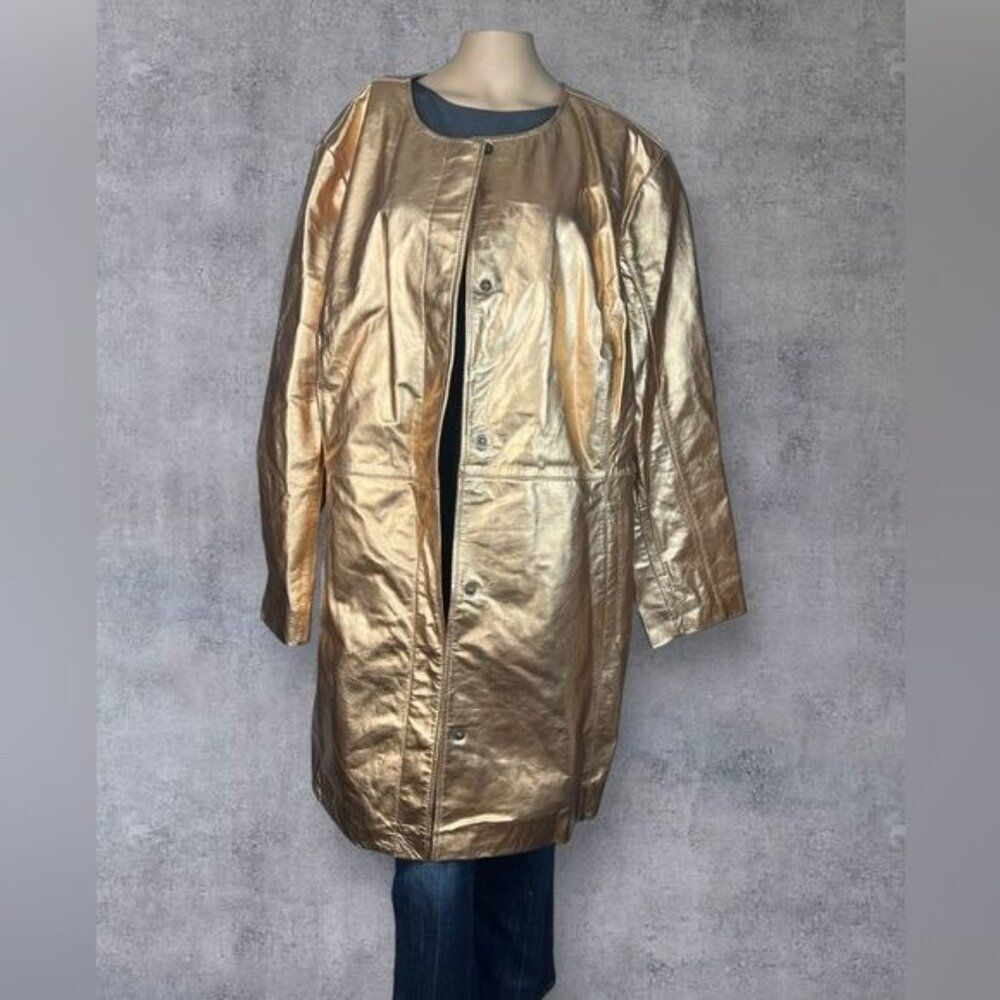 Jessica London Metalic Gold Leather Jacket 26W